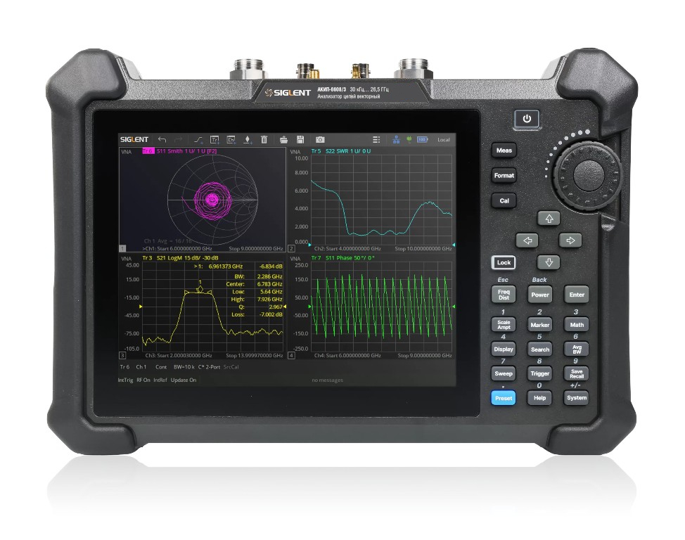 АКИП-6608 портативный векторный анализатор цепей на белом фоне